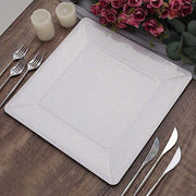 10 Square 13" Disposable Paper Charger Plates with Leathery Textured Design