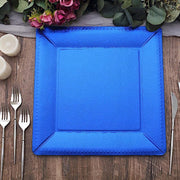 10 Square 13" Disposable Paper Charger Plates with Leathery Textured Design