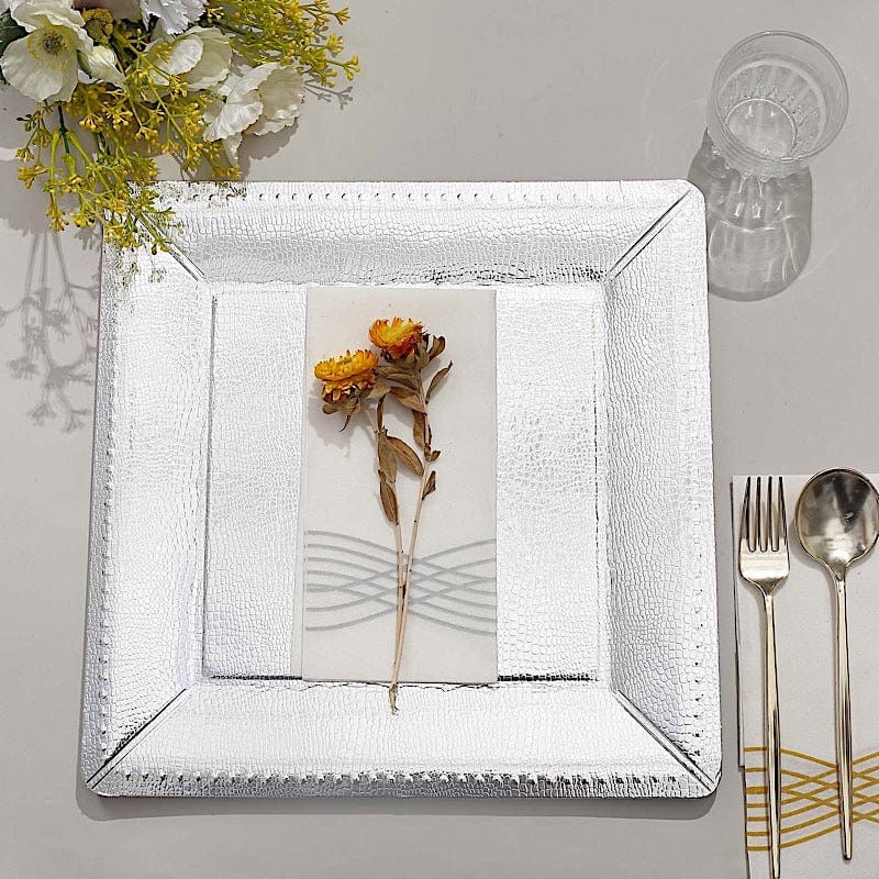 10 Square 13" Disposable Paper Charger Plates with Textured Design