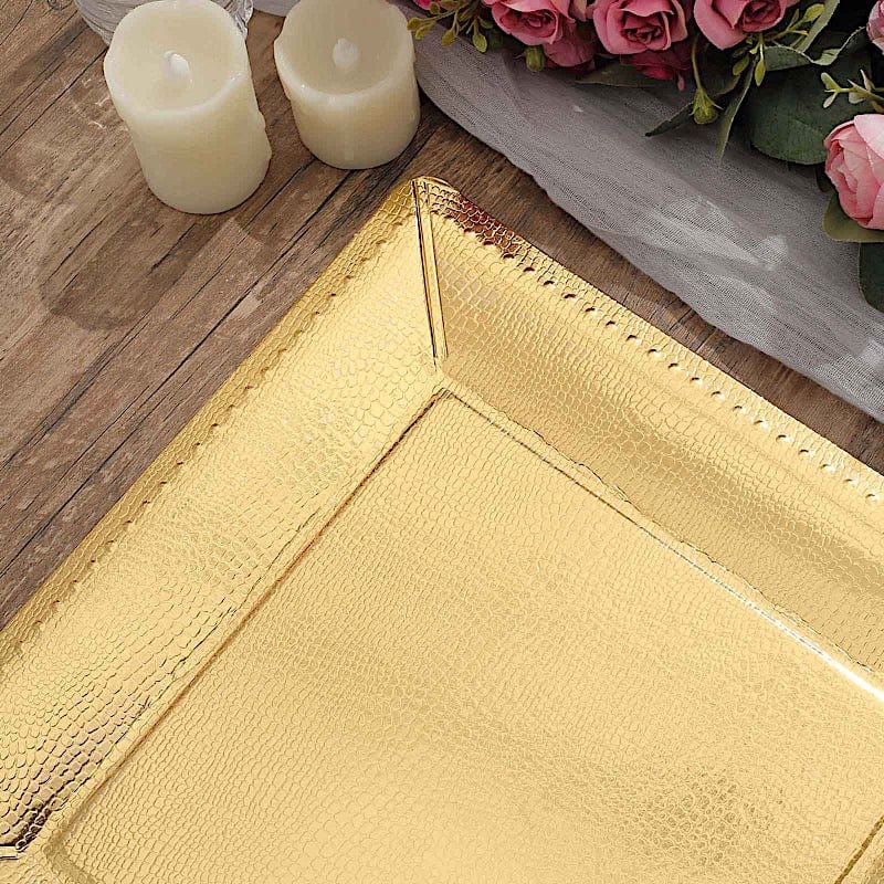 10 Square 13" Disposable Paper Charger Plates with Textured Design