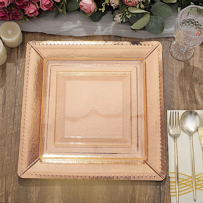 10 Square 13" Disposable Paper Charger Plates with Textured Design