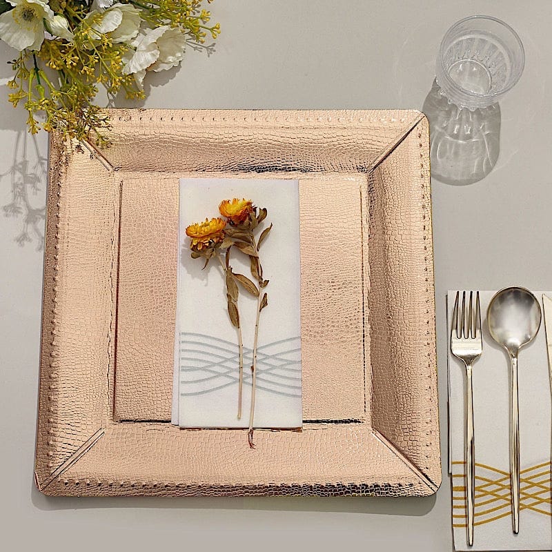 10 Square 13" Disposable Paper Charger Plates with Textured Design