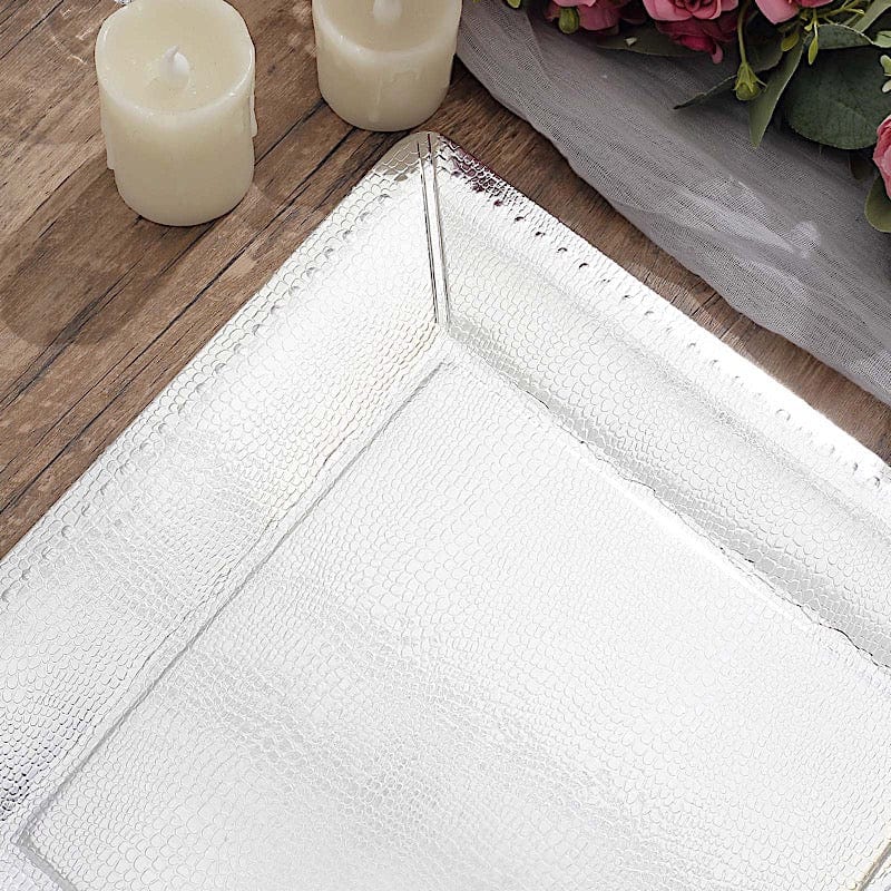 10 Square 13" Disposable Paper Charger Plates with Textured Design