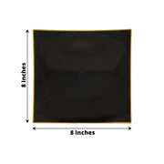 10 Square Concave Plastic Salad and Dinner Plates with Gold Rim - Disposable Tableware