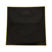 10 Square Concave Plastic Salad and Dinner Plates with Gold Rim - Disposable Tableware