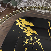 10 Square Metallic Marble Plastic Salad and Dinner Plates - Disposable Tableware