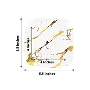 10 Square Metallic Marble Plastic Salad and Dinner Plates - Disposable Tableware