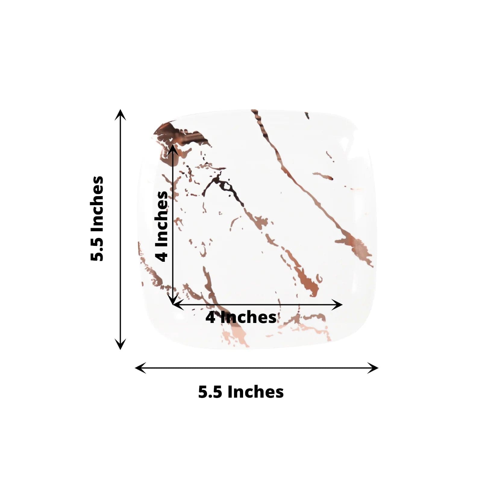 10 Square Metallic Marble Plastic Salad and Dinner Plates - Disposable Tableware