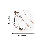 10 Square Metallic Marble Plastic Salad and Dinner Plates - Disposable Tableware