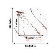 10 Square Metallic Marble Plastic Salad and Dinner Plates - Disposable Tableware