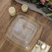 10 Square Plastic Salad and Dinner Plates with Gold Rim - Disposable Tableware
