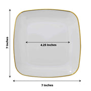 10 Square Plastic Salad and Dinner Plates with Gold Rim - Disposable Tableware