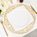 10 Square Plastic Salad and Dinner Plates with Wavy Gold Rim - Disposable Tableware