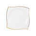 10 Square Plastic Salad and Dinner Plates with Wavy Gold Rim - Disposable Tableware DSP_PLS0007_10_WHGD