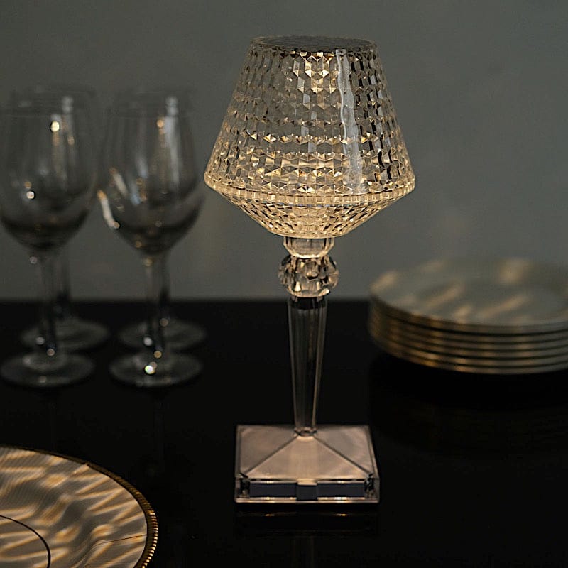 10" Tall Acrylic Crystal Cup Shape Desk Lamp Decorative LED Light - Clear LED_ACRY_LAMP05_ASST