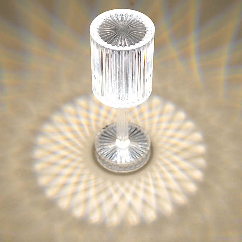 10" Tall Acrylic Crystal Desk Lamp Decorative Cylinder LED Light - Clear LED_ACRY_LAMP03_ASST