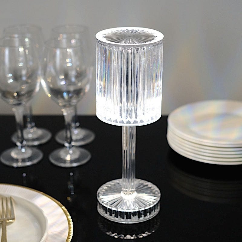 10" Tall Acrylic Crystal Desk Lamp Decorative Cylinder LED Light - Clear LED_ACRY_LAMP03_ASST