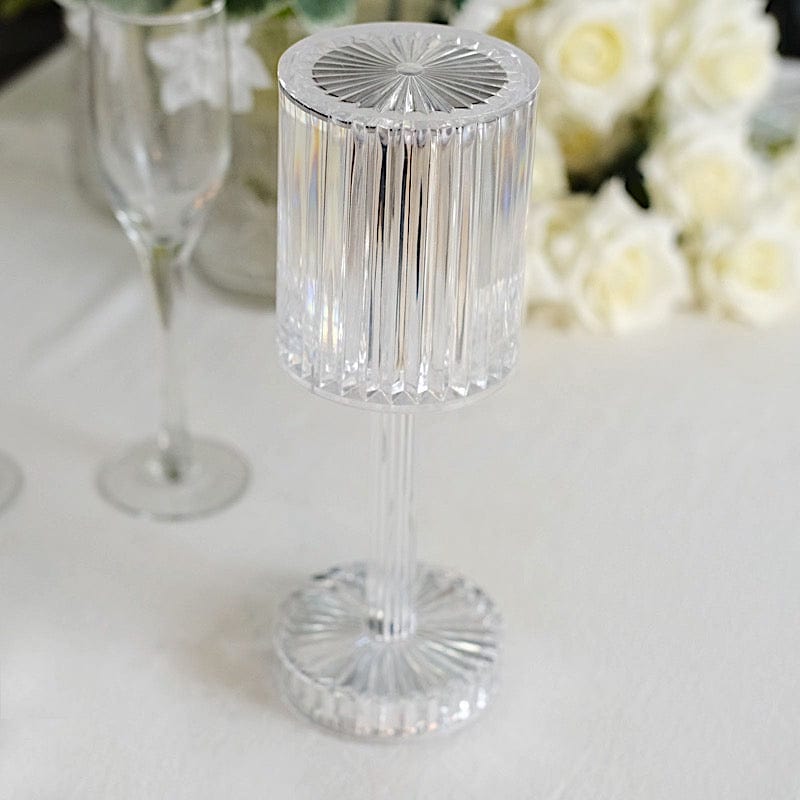 10" Tall Acrylic Crystal Desk Lamp Decorative Cylinder LED Light - Clear LED_ACRY_LAMP03_ASST