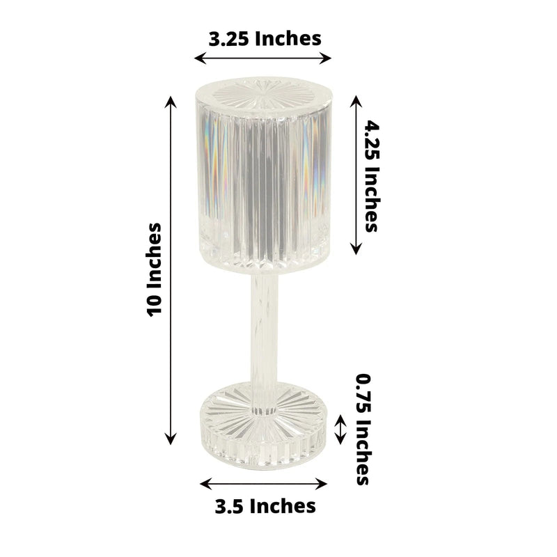10" Tall Acrylic Crystal Desk Lamp Decorative Cylinder LED Light - Clear LED_ACRY_LAMP03_ASST