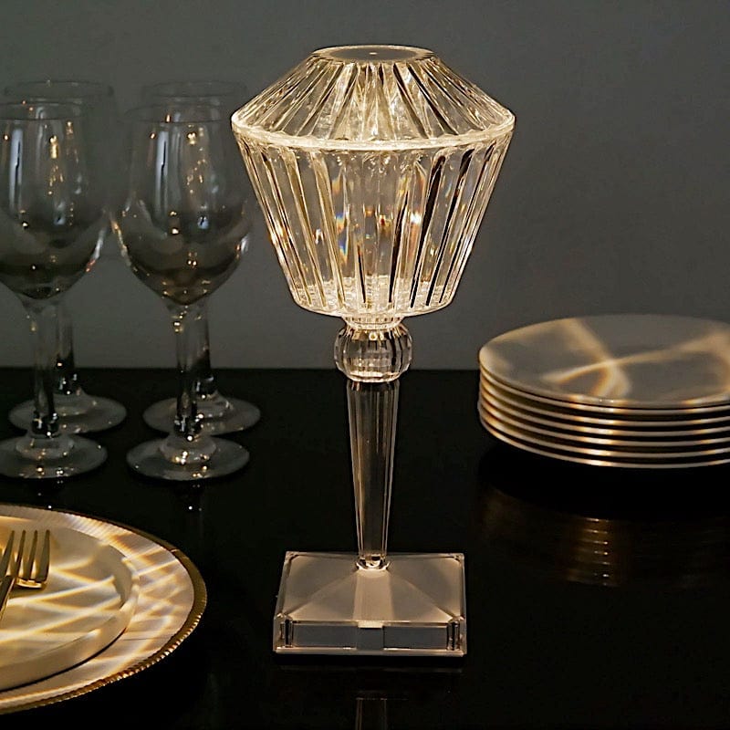 10" Tall Acrylic Crystal Desk Lamp Decorative Prism LED Light - Clear LED_ACRY_LAMP04_ASST