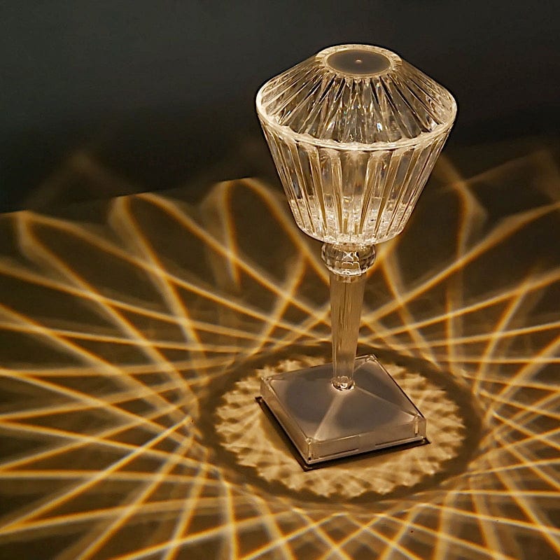 10" Tall Acrylic Crystal Desk Lamp Decorative Prism LED Light - Clear LED_ACRY_LAMP04_ASST