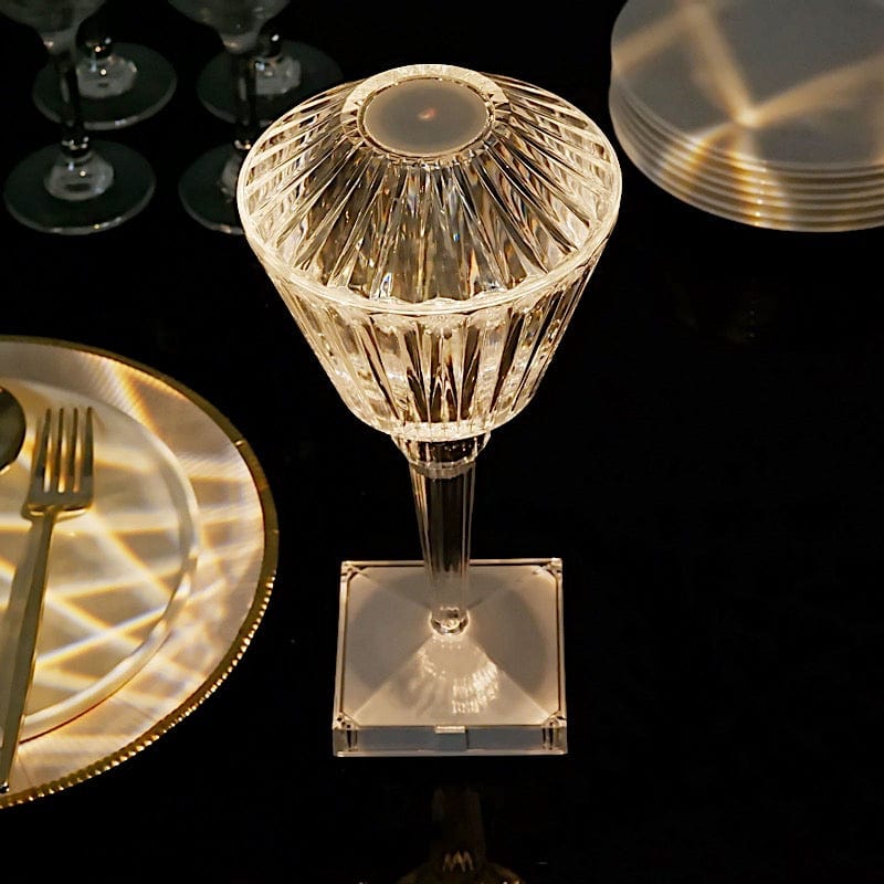 10" Tall Acrylic Crystal Desk Lamp Decorative Prism LED Light - Clear LED_ACRY_LAMP04_ASST