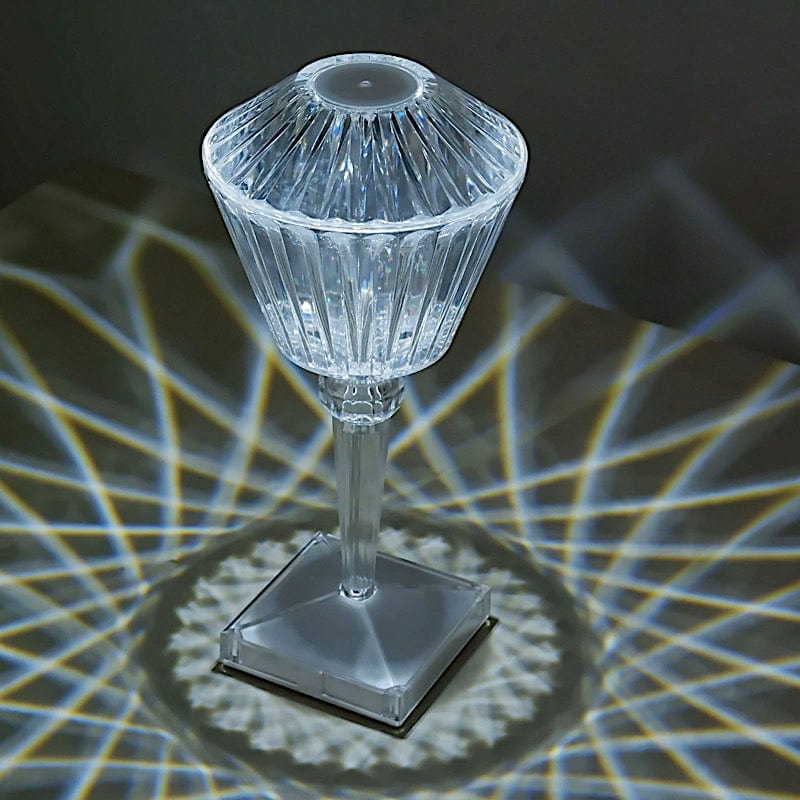 10" Tall Acrylic Crystal Desk Lamp Decorative Prism LED Light - Clear LED_ACRY_LAMP04_ASST
