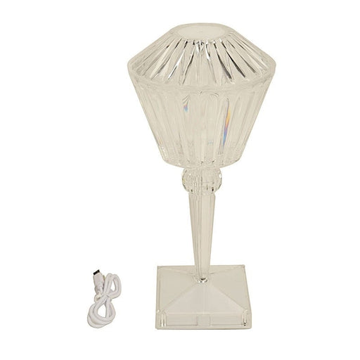 10" Tall Acrylic Crystal Desk Lamp Decorative Prism LED Light - Clear LED_ACRY_LAMP04_ASST