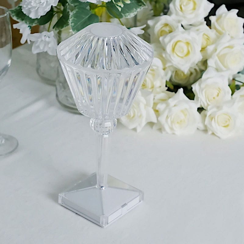 10" Tall Acrylic Crystal Desk Lamp Decorative Prism LED Light - Clear LED_ACRY_LAMP04_ASST