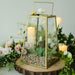 10" tall Geometric Metal Lantern Candle Holder Hanging Terrarium - Gold and Clear CAND_LANT007_L_GOLD
