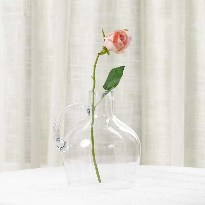 10" tall Glass Vase Jug with Wooden Base - Clear VASE_A35_10