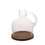 10" tall Glass Vase Jug with Wooden Base - Clear VASE_A35_10