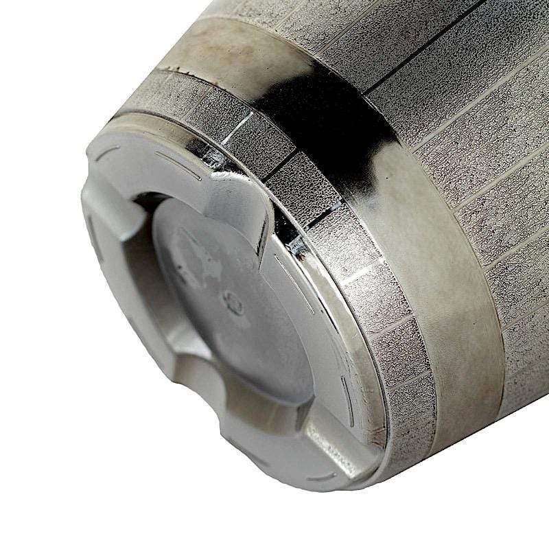 10" tall Round Plastic Flower Plant Pot with Metallic Barrel Design