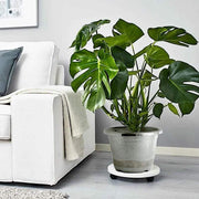 10" tall Round Plastic Flower Plant Pot with Metallic Barrel Design