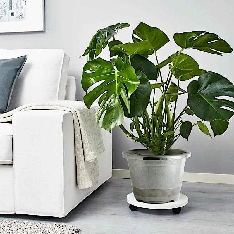 10" tall Round Plastic Flower Plant Pot with Metallic Barrel Design