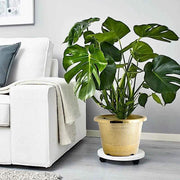 10" tall Round Plastic Flower Plant Pot with Metallic Barrel Design