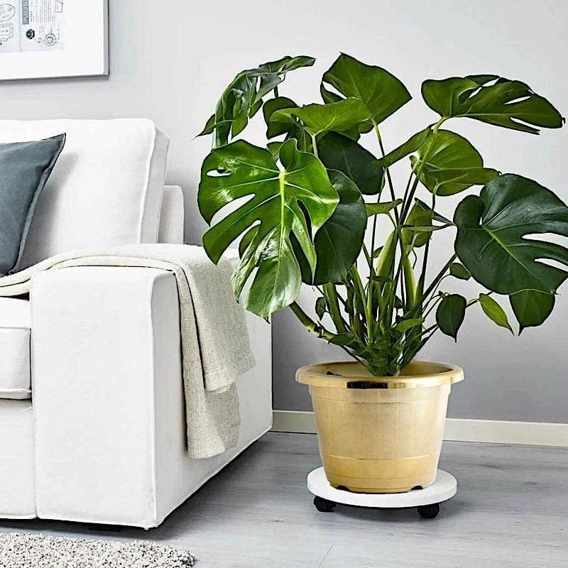 10" tall Round Plastic Flower Plant Pot with Metallic Barrel Design