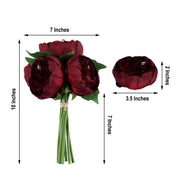 10" tall Silk Artificial Peony Flowers Bouquet Arrangement