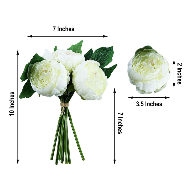 10" tall Silk Artificial Peony Flowers Bouquet Arrangement