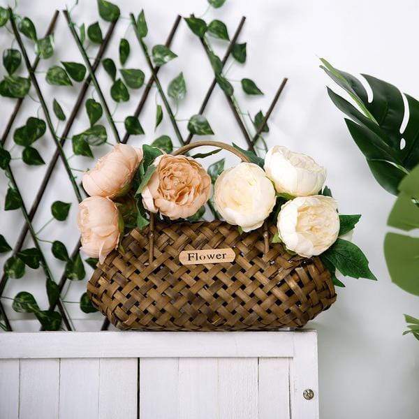 10" tall Silk Artificial Peony Flowers Bouquet Arrangement