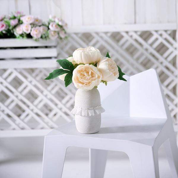 10" tall Silk Artificial Peony Flowers Bouquet Arrangement