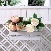 10" tall Silk Artificial Peony Flowers Bouquet Arrangement