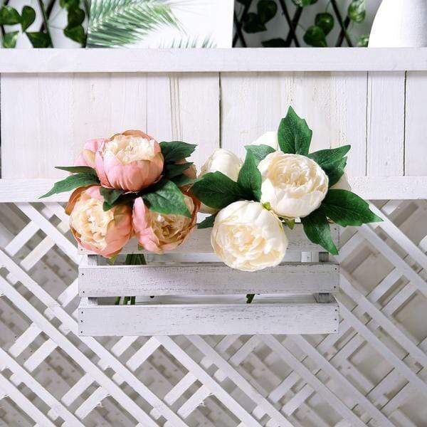 10" tall Silk Artificial Peony Flowers Bouquet Arrangement