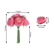 10" tall Silk Artificial Peony Flowers Bouquet Arrangement