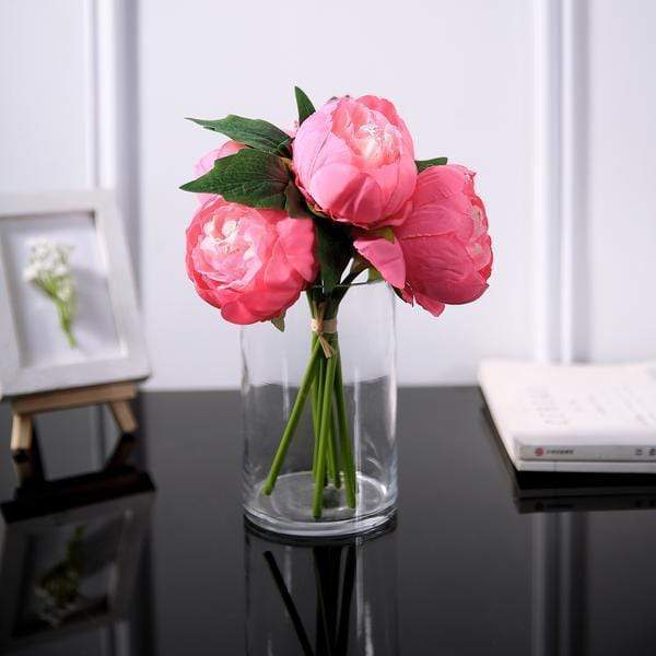 10" tall Silk Artificial Peony Flowers Bouquet Arrangement