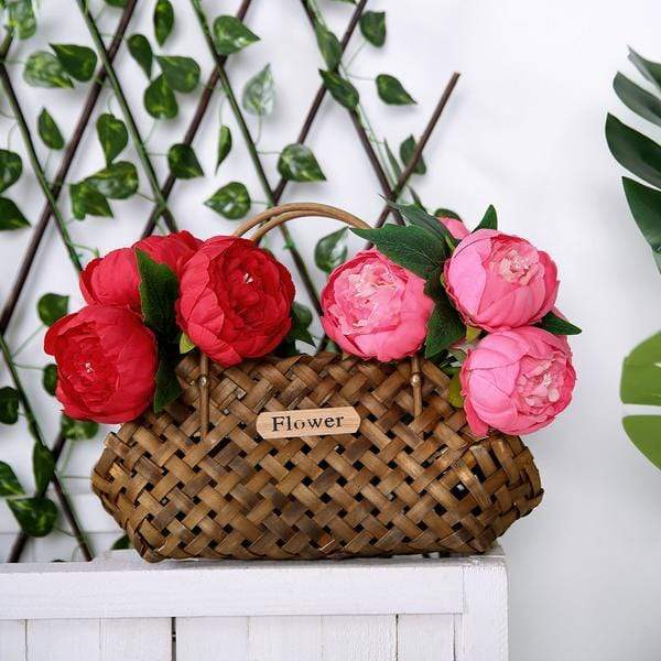 10" tall Silk Artificial Peony Flowers Bouquet Arrangement