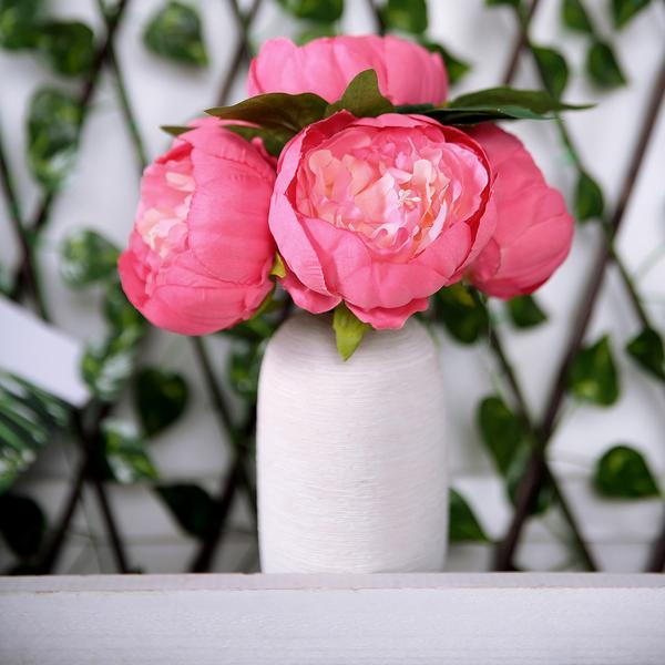 10" tall Silk Artificial Peony Flowers Bouquet Arrangement