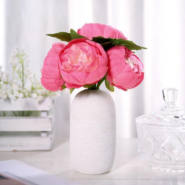 10" tall Silk Artificial Peony Flowers Bouquet Arrangement