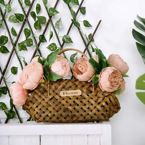 10" tall Silk Artificial Peony Flowers Bouquet Arrangement