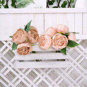 10" tall Silk Artificial Peony Flowers Bouquet Arrangement